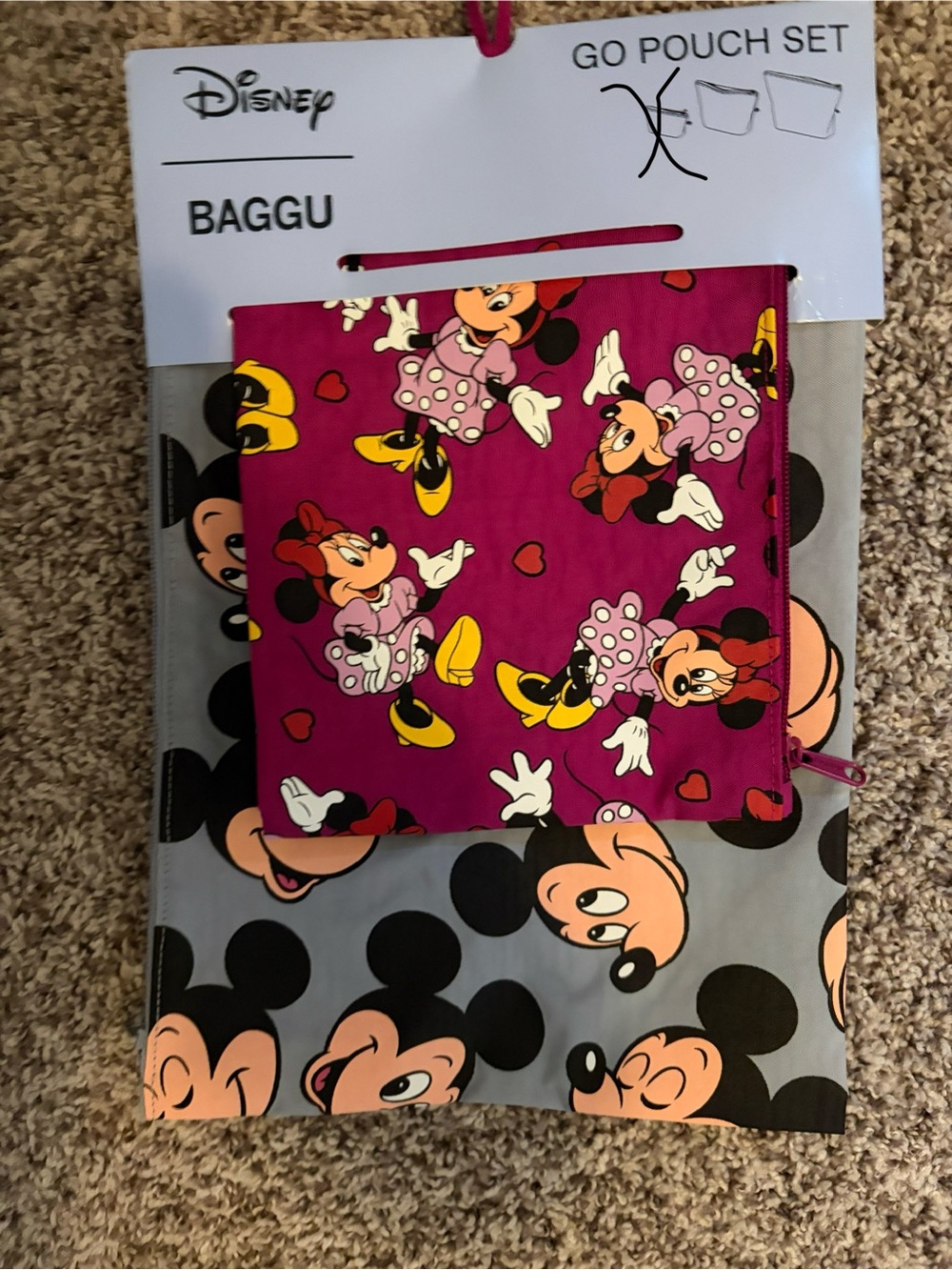 Disney Baggu go pouches Mickey &  Minnie Mouse two piece set -large and medium